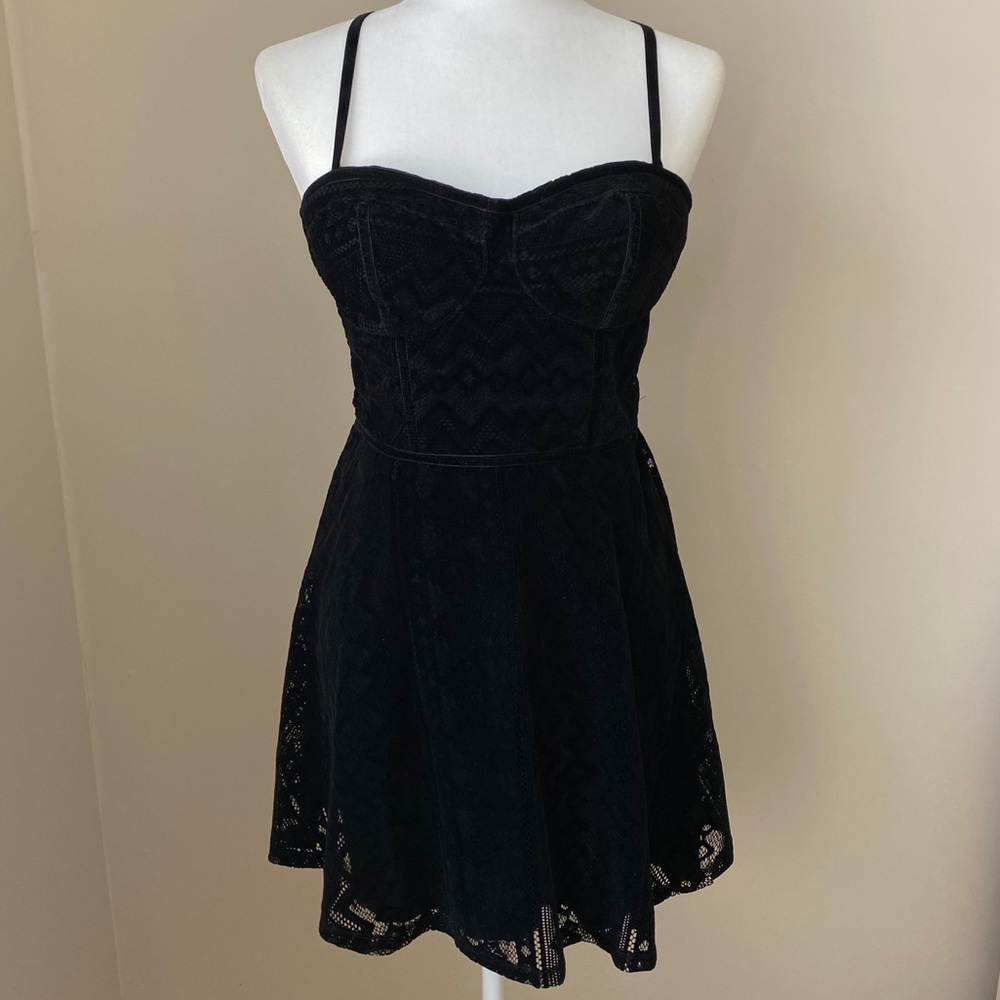 NWT Hollister Black Velvet Lace Bustier Dress